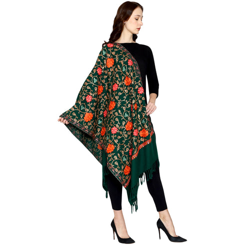 Women's Aari Embroidered Wool Stole